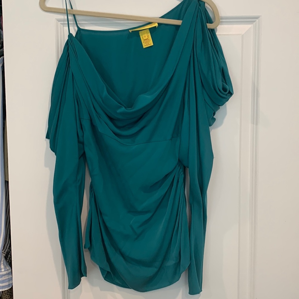 Carherine Malandrino Silk Teal top